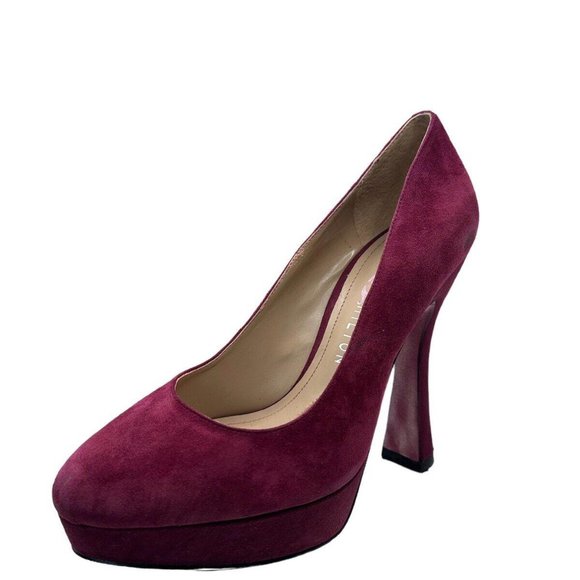 Paris Hilton Britney Women’s  Platform Heels Wine Red Suede Size 8.5 M - Picture 1 of 6